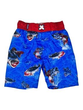 Ocean Coast Toddler Boys Patriotic Bass Fish Swim Trunks Blue Red White Size 2T